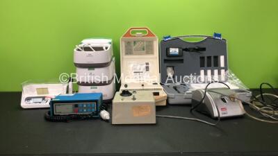 Mixed Lot Including 1 x Teledyne Electronic Device Percent Oxygen Meter (Powers Up) 1 x ProPulse GS Irrigator (Untested Due to No Power Supply with Missing Lid-See Photo) 3 x Philips Respironics InnoSpire Deluxe Nebuliser (All Power Up, 1 with Missing Lid