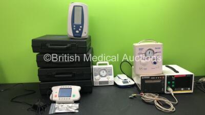 Mixed Lot Including 1 x Teledyne Electronic Device Percent Oxygen Meter (Powers Up) 1 x ProPulse GS Irrigator (Untested Due to No Power Supply with Missing Lid-See Photo) 3 x Philips Respironics InnoSpire Deluxe Nebuliser (All Power Up, 1 with Missing Lid