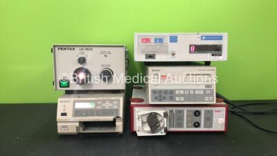 Mixed Lot Including 1 x Pentax LH-150II Light Source (Powers Up) 1 x Sony UP-21MD Color Video Printer (Powers Up with Missing Cassette and Damage-See Photo) 1 x Transonic HD02 Monitor (Powers Up) 1 x Sony Digital Recorder (Powers Up) 1 x Richard Wolf 223