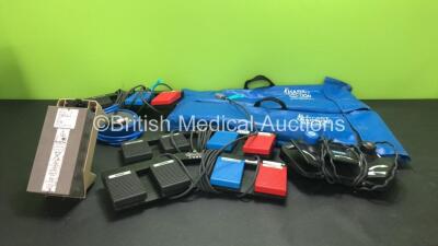 Mixed Lot Including 4 x FMS Footswitches, 2 x HARE Traction Splints, 1 x Valleylab Footswitch and 1 x Arjo MA1100 Battery