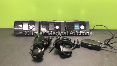 3 x ResMed AirSense 10 Autoset CPAP Units with 3 x AC Power Supplies (All Power Up) *SN 23201268672 - 23193747532 - 23191151571*