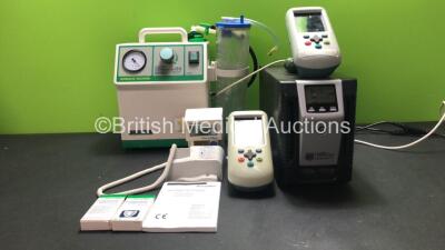 Mixed Lot Including 1 x Welch Allyn 76751 Suretemp Thermometer (No Power) 1 x Welch Allyn Wall Mounted Assy, 1 x SAM 17 W Thoracic Suction Unit (Powers Up) 1 x Riello UPS Premium PRO UPS Unit (Powers Up) 2 x Natus Algo 3i Newborn Hearing Screeners (Both U