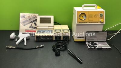 Mixed Lot Including 1 x EMS MediLink Control Module with 1 x User Manual and 2 x Probe / Transducers (Powers Up) 1 x SAM 12 Suction Unit (Powers Up with Missing Cup) 1 x Keeler Standard Ophthalmoscope in Case (Powers Up) 1 x Alliance II Driver *FS0075704 