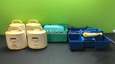 Job Lot of Breast Pumps Including 4 x Medela Symphony Type 600.0837 Breast Pumps with 3 x Power Leads (All Power Up) 1 x Ameda Elite Breast Pump and 1 x Medela Lactina Electric Plus Breast Pump (All Power Up) *SN 699064 - ELI003208 - 1218262 - 1218263 - 1