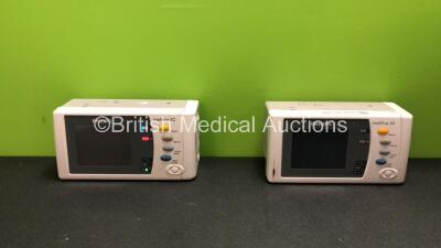 2 x Philips IntelliVue X2 Handheld Patient Monitors Software Versions K.21.61, H.03.14 Including ECG, SpO2, NBP, Temp and Press Options with 2 x Batteries (Both Power Up when Tested with Stock Batteries- Batteries Included Flat) *Mfd 10-2007, 10-2007*