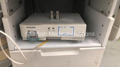 Datex-Ohmeda Aestiva/5 Anaesthesia Machine with Datex-Ohmeda Aestiva 7900 SmartVent Software Version 4.8 PSVPro, Oxygen Mixer, 2 x Philips IntelliVue G5 M1019A Gas Modules, Bellows, Absorber and Hoses (Powers Up) *S/N AMRL02423* - 7