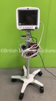 GE Dash 4000 Patient Monitor on Stand with BP1/3, BP2/4, SPO2, Temp/Co, NBP and ECG Options (Powers Up)