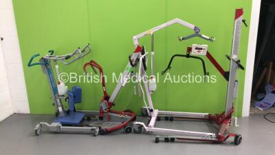 1 x Arjo Sara 3000 Electric Patient Hoist with Controller, 1 x MoLift Quick Raiser with Controller, 1 x Wispa High Lift with Battery and Controller and 1 x Molift Partner Electric Patient Hoists (All No Power)