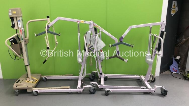 3 x Whispa Lift High Lift Electric Patient Hoists with Batteries and Controllers (All No Power) and 1 x Arjo Electric Patient Hoist with Battery and Controller (Powers Up)