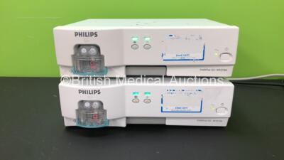 2 x Philips IntelliVue G5-M1019A Gas Modules with 2 x Water Traps *Mfd 2010 - 2007* (Powers Up) *ARYB0026 - ASBD0301*