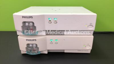 2 x Philips IntelliVue G5-M1019A Gas Modules with 2 x Water Traps *Mfd 2010 - 2007* (Powers Up) *ARYH0077 - ASBJ0187*