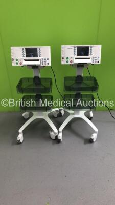 2 x Huntleigh Sonicaid FM800 Encore Fetal Monitors on Stands (Both Power Up) *S/N 751DX0501472 - 13 / 751DX051457-13*