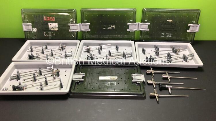 Job Lot of Atlantech Videoscope Arthroscopic Instruments Including 5 x Telescopes (Some Cloudy Vision) in 4 x Sterilisation Trays