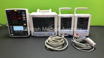 Job Lot of 4 x Patient Monitors Including 1 x Datascope Trio, 2 x Mindray-Datascope Duo, 1 x Mindray-Datascope Accutorr V (All Power Up) with 1 x SpO2 Lead with Finger Sensor and 1 x BP Hose