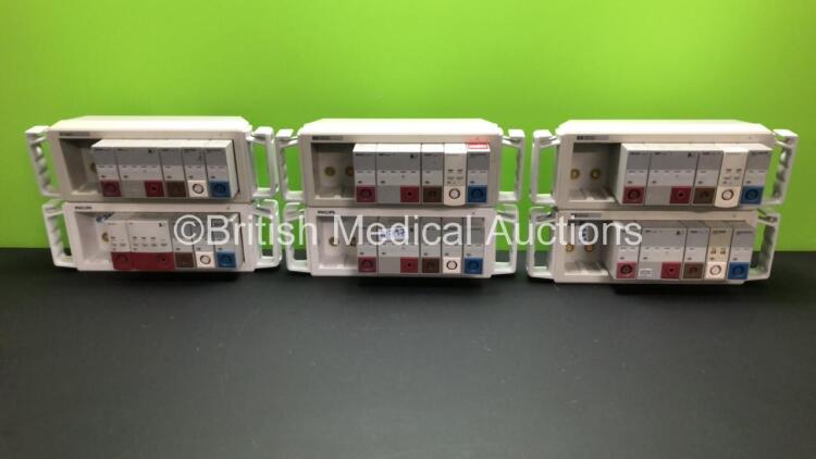 Job Lot Including 6 x M1041A Patient Modules (3 x Hewlett Packard, 2 x Philips, 1 x Agilent) Each with 5 Modules