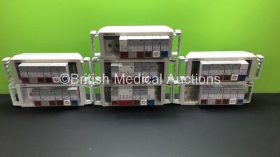 Job Lot Including 7 x M1041A Patient Modules (2 x Hewlett Packard, 1 x Philips, 4 x Agilent) Each with 5 Modules