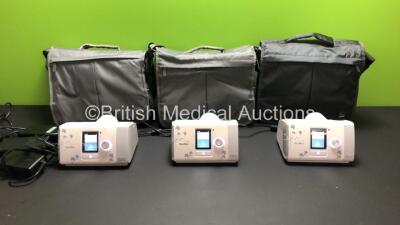 3 x ResMed AirSense 10 Autoset For Her CPAP Units with 3 x AC Power Supplies and 3 x Carry Bags (All Power Up)