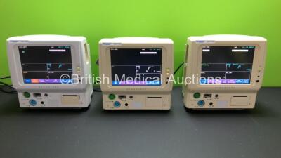 3 x Fukuda Denshi DS-7100 Patient Monitors with ECG/Resp, SPO2, NIBP, BP and Temp Options (Power Up)