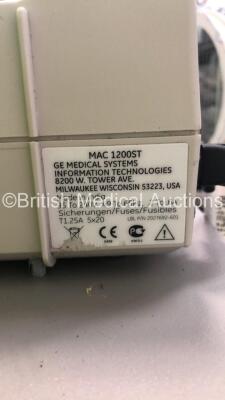 GE MAC 1200 ECG Machine on Stand with 10 Lead ECG Leads (Powers Up) - 3