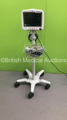 GE Dash 4000 Patient Monitor on Stand with BP1, BP2. SPO2. Temp/Co, ECG and NBP Options with Leads on Stand (Powers Up) *S/N DSH05201006GA*