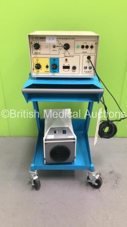 Eschmann TD311 Electrosurgical / Diathermy Unit on Stand with Sharplan 100 Xplume Suction Pump (Powers Up)