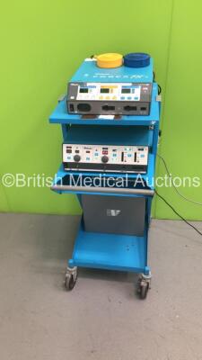 Valleylab Force FX-8C Electrosurgical / Diathermy Unit with Valleylab Force Argon II Coagulator * Powers Up with Error-See Photo * on Stand with Dual Footswitch (Powers Up) *S/N FS0066272 / FS0066273*