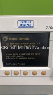 Datex-Ohmeda Aestiva/5 Anaesthesia Machine with Datex-Ohmeda 7100 Ventilator Software Version 1.4 with Bellows, Absorber and Hoses (Powers Up) (GH) - 2