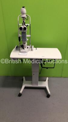 TopCon SL-D7 Slit Lamp with 2 x 12,5x Eyepieces, DV-3 Attachment and 2 x 12,5x Eyepieces on Motorized Trolleys (No Power) *S/N 703938* **Mfd 2008**