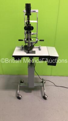 Haag Streit Bern Slit Lamp with 2 x 10 x Eyepieces, 2 x 16x Eyepieces on Hydraulic Table (Powers Up with Good Bulb) *S/N NA*