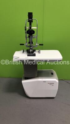 Haag Streit Bern SL 900 Slit Lamp with 2 x 12,5x Eyepieces (Powers Up with Good Bulb) on ST-40 Auto Desk *S/N 6143*