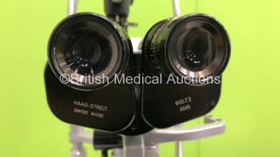 Haag Streit Bern SL 900 Slit Lamp with 2 x 12,5x Eyepieces (Powers Up with Good Bulb) on ST-40 Auto Desk *S/N 6143* - 5