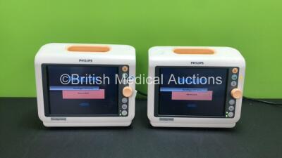 2 x Philips Sure Signs VM4 Patient Monitors Including ECG, SpO2, NBP and Printer Options (Both Power Up) *SN US90327766 - US090327775*