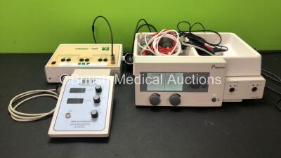 Mixed Lot Including 1 x SKF Services SM3071 1MHz Ultrasound System (Untested Due to No Power Supply) 1 x MES Ultrason Twin Unit with 2 x Transducer / Probes (Powers Up) 1 x Nemectron EDiT 400 Interferential Electrotherapy Unit (Powers Up)