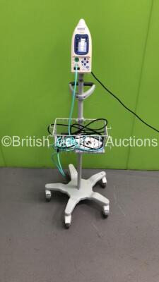 Fukuda Denshi DS-7100 Patient Monitor on Stand with SPO2, BP and ECG Options and BP Hose (Powers Up)