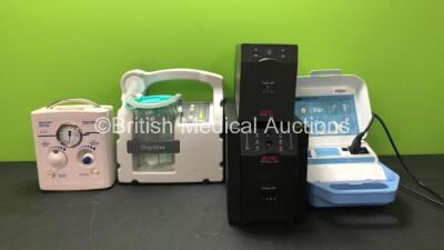 Mixed Lot Including 1 x Fisher & Paykel Neopuff Infant T Piece Resuscitator, 1 x Oxylitre PSP002 Portable Suction Unit with 1 x Cup (Powers Up) 1 x Medix AC 200 Nebulizer (Powers Up) 1 x APC620 Smart UPS Unit (No Power) 1 x APC 1000 Smart UPS Unit (No Pow