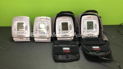 4 x Breas Medical Vivo 30 BiPAP Ventilators with 1 x AC Power Supply and 2 x Carry Bags (2 Power Up, 1 with Alarm and 2 No Power)