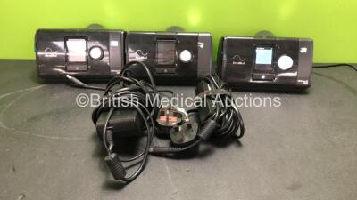 3 x ResMed Autoset Airsense 10 Elite CPAP Units with 3 x AC Power Supply (All Power Up)