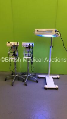 Mixed Lot Including 2 x Welch Allyn Otoscope/Ophthalmoscope Sets on Stands and 1 x Drager Phototherapy 4000 UV Light on Stand (Powers Up)