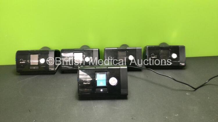 5 x ResMed AirSense 10 Autoset CPAP Units with (All Power Up with Missing Covers- See Photos, Power Supplies Not Included)