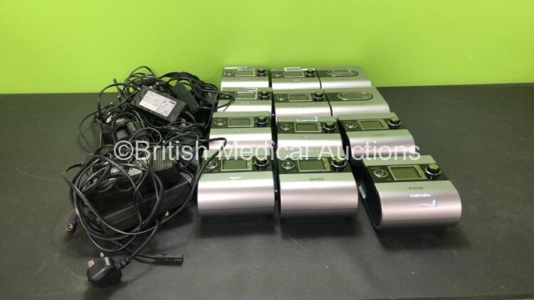 10 x ResMed AutoSet S9 EPR CPAP Units with 2 x ResMed H5i Humidifier Units and 10 x AC Power Supplies (All Power Up)