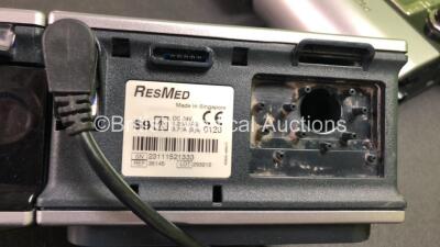 10 x ResMed AutoSet S9 EPR CPAP Units with 1 x ResMed H5i Humidifier Units and 6 x AC Power Supplies (All Power Up, 1 with Missing Dial-See Photo) - 3