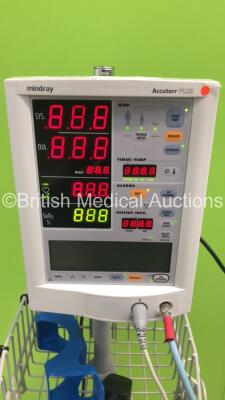 Mindray Accutorr Plus Patient Monitor on Stand with 1 x BP Hose and 1 x SpO2 Finger Sensor (Powers Up) * Asset No FS 0116158 * - 2