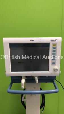 Drager Evita XL Ventilator on Stand Software Version 06.12 - Running Hours 91744 with Hoses (Powers Up) *S/N ARTF0038* **Mfd 2003** - 2