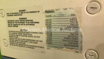Drager Evita 4 Ventilator Software Version 04.25 (Powers Up with Device Failure 13.99.916, Missing Cover and Breathing Tube - See Photo) - 6