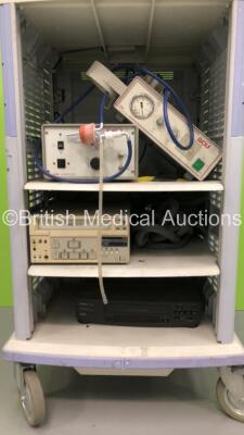Olympus Stack Trolley with Richard Wolf 2290 Lithoclast Unit, Richard Wolf 2201 Suction Pump and Sony SVO-9500MDP Video Cassette Recorder (Powers Up) - 2