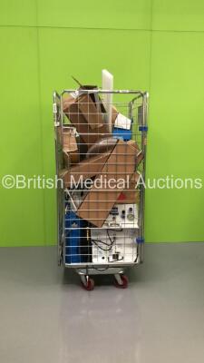 MIxed Cage Including Tourniquets, Blease FrontLine Genius Induction Anaesthesia Machine and Medtronics MyCareLink Patient Monitors (Cage Not Included)