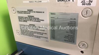 Drager Evita 2 Dura Ventilator Software Version 04.22 *Mfd 2003* Working Hours 37611 (Powers Up with Damaged Casing-See Photos) - 3