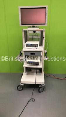 Smith and Nephew Stack Trolley with Sony Monitor, Smith and Nephew 500XL Xenon Light Source, Smith and Nephew 506P High Definition Camera System and Smith and Nephew 506H Camera Head - Missing Lens (Powers Up)