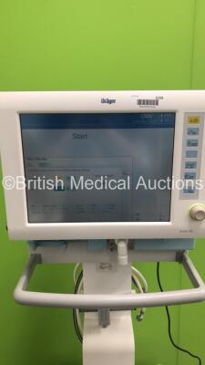 Drager Evita XL Ventilator on Stand Software Version 07.06 - Running Hours 38702 with CO2 Sensor and Hoses (Powers Up) *S/N ARZH-0500* **Mfd 2008* - 2