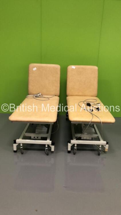 2 x Huntleigh Electric Patient Examination Couches with Controllers (Rips In Cushions) *S/N FS0176960*